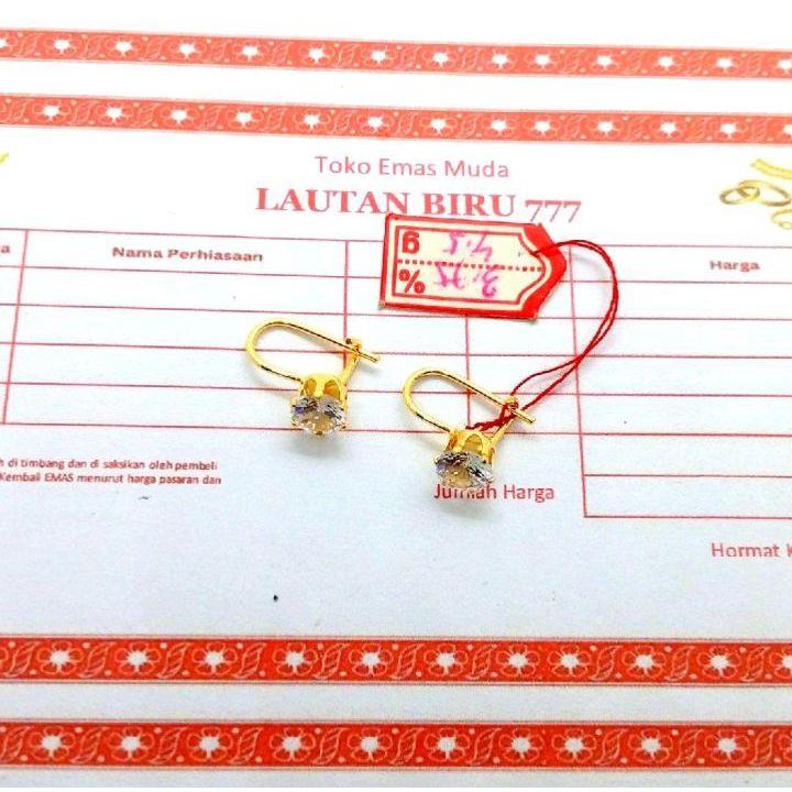 SUPER DEAL JUAL RUGI ANTING EMAS WANITA DEWASA 2GRAM KADAR 875 ANTING DESY PERMATA SATU ANTI KARAT
