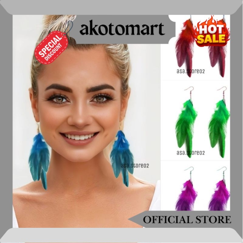 Anting Bulu Angsa/Anting Tusuk/Aksesoris Fashion JM
