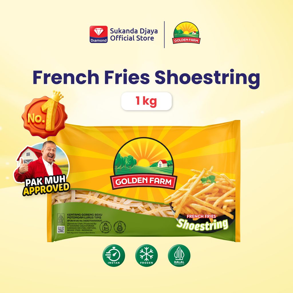 Golden Farm Kentang Beku French Fries Frozen Shoestring 1 Kg