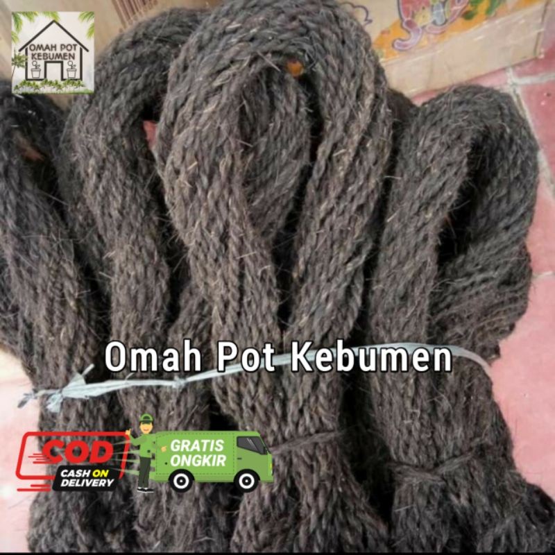 (RUMAH TAMAN) tali tambang gazebo tali ijuk hitam / tali ijuk aren / tali ikat rumah bambu / tali sa