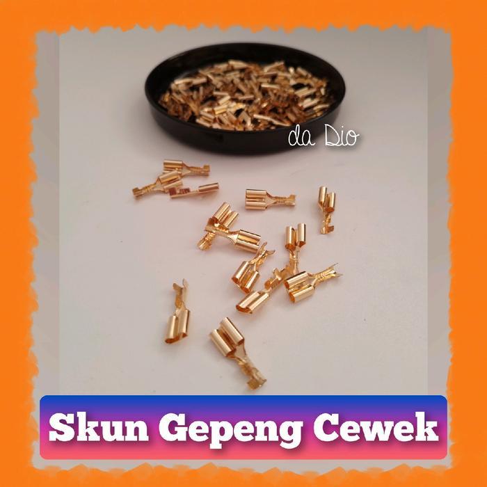 100 PCS / SKUN KABEL GEPENG CEWEK / SKUN GEPENG CEWEK / SEKUN KUNINGAN GEPENG FEMALE