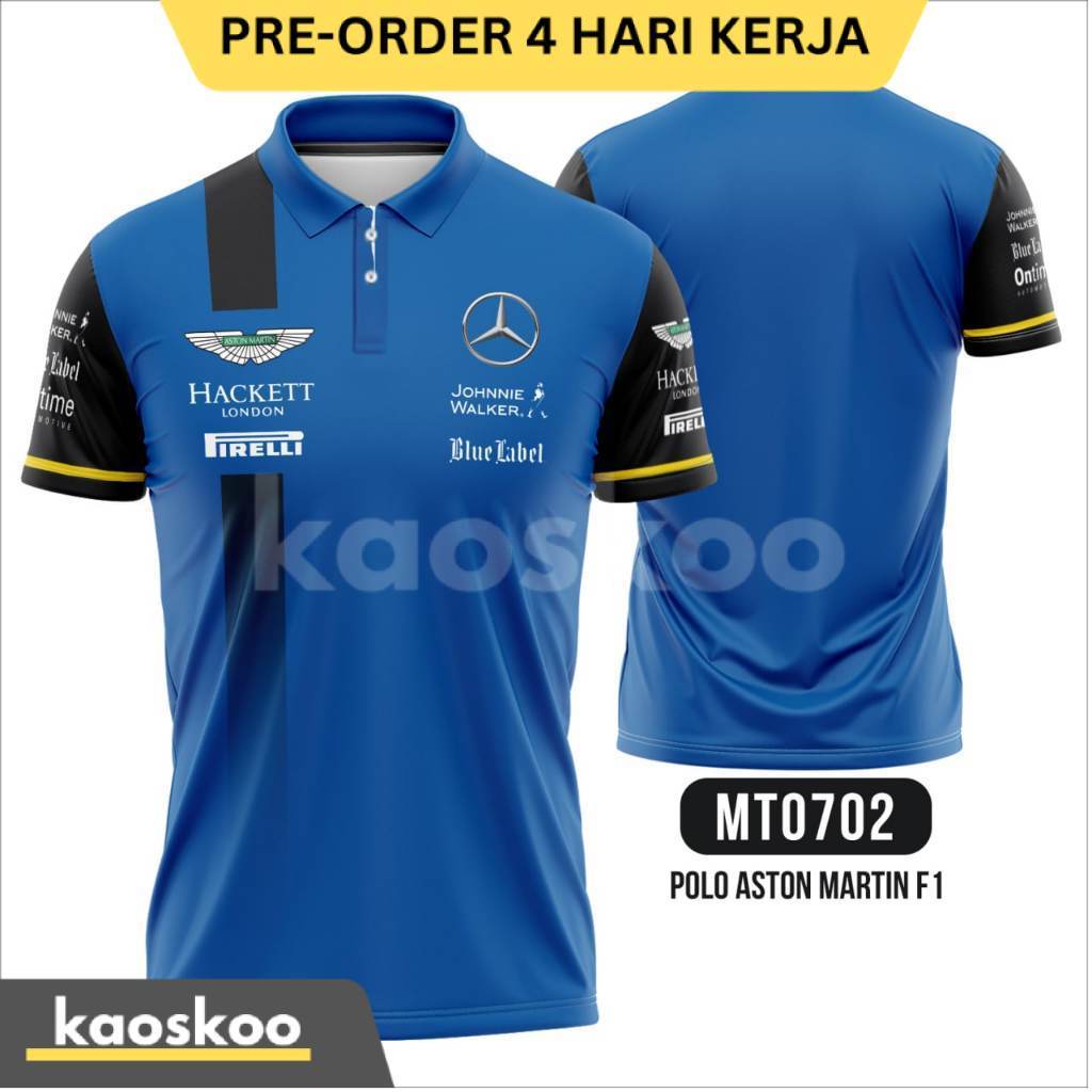 Kaos Jersey F1 Aston Martin Polo Kerah Kancing