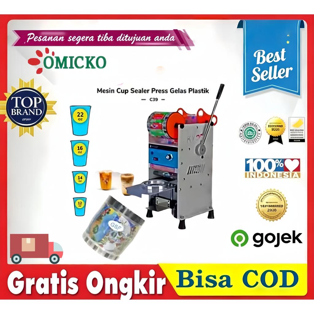 OMICKO C39 Mesin Cup Sealer 22oz - Press Gelas Plastik Minuman Anti Bocor, Cocok untuk Usaha Bubble 