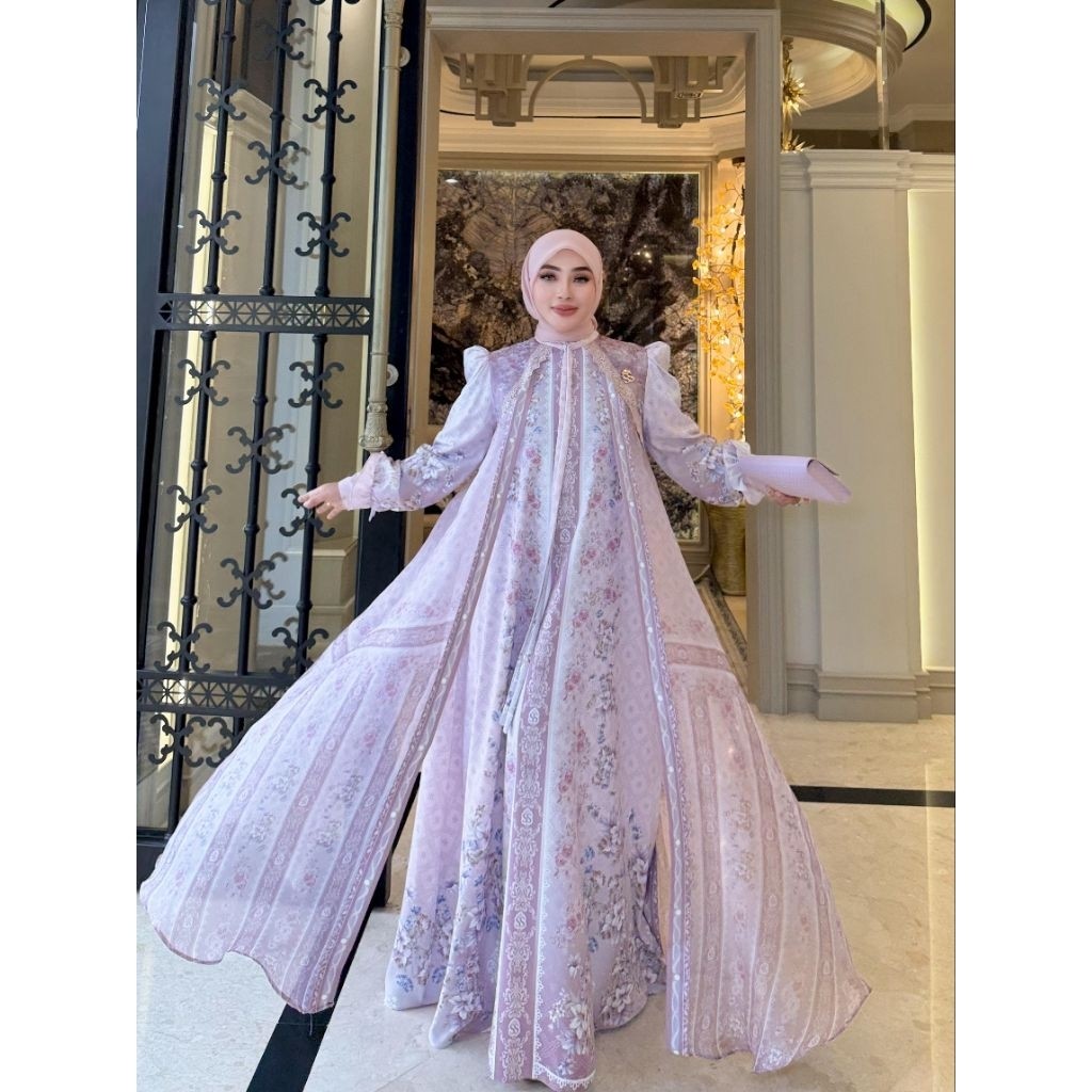 baju gamis motif terbaru bahan SHELLASAUKIA GAMIS PRINTING EDISI RAYYA ZAHRA MONOGRAM