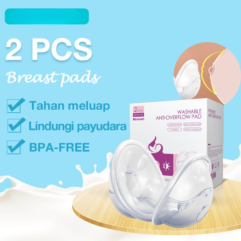 AOP01 Penampung ASI Silicone 2Pcs - Breast Milk Momwell Collector Breast Pad Silicone BPA Free
