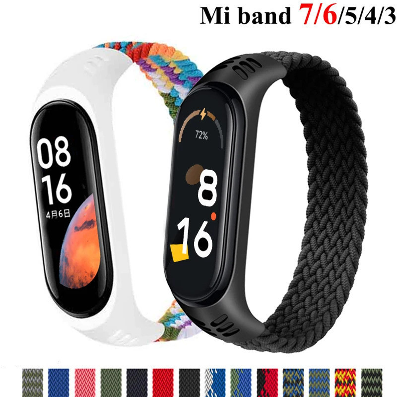 Tali jam tangan Bracelet for Xiaomi Mi band 6 7 Strap Nylon Braided solo loop pulseira bracelet Miba