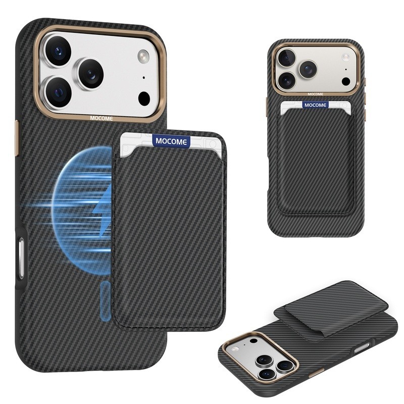 Casing Ponsel Magnetik PC Kulit Tekstur Serat Karbon Mewah untuk iPhone 17 Pro Max 17Pro 17 dengan K