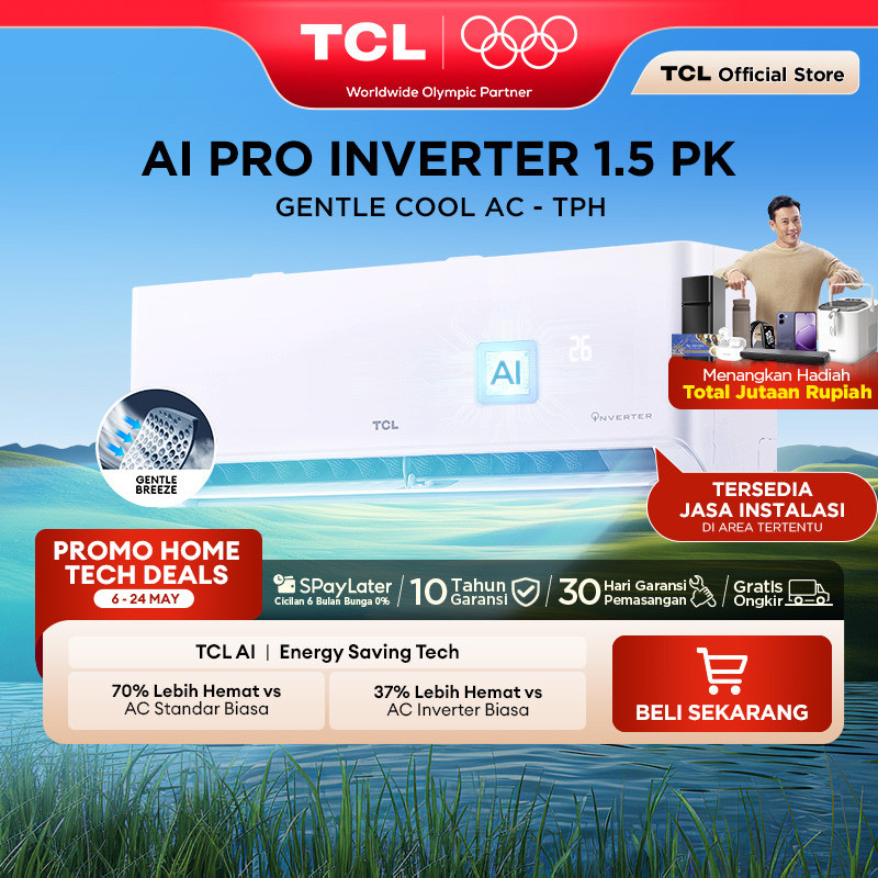 TCL AC Inverter 1.5 PK - Gentle Breeze - Healthy Filter - Hemat Listrik - Anti Bising - Cepat Dingin