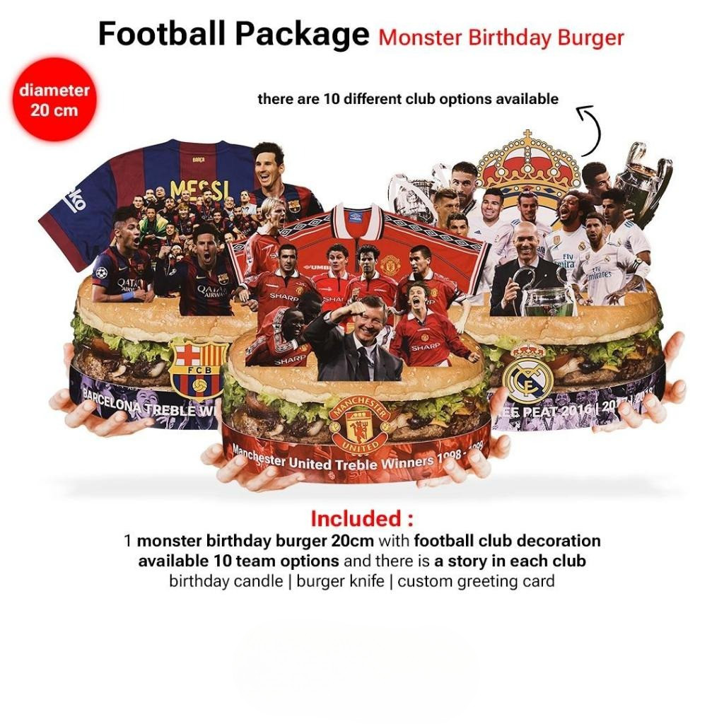 Football Monster Birthday Burger 20cm (Birthday Cake Aesthetic)