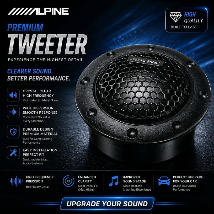 ALPINE Tweeter Mobil Suara Bagus dan Halus dengan Kualitas Suara Terjamin Speaker Tweeter Mobil ALPI