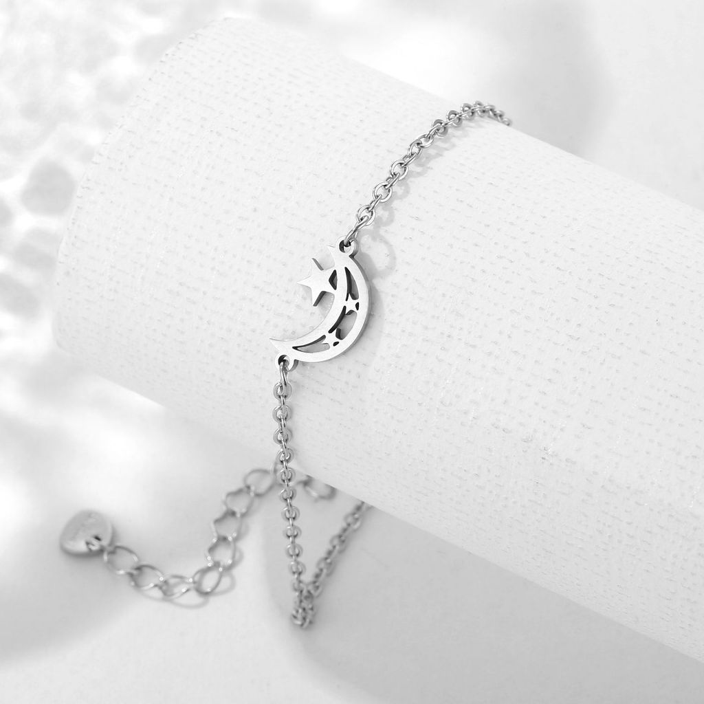 Aksesoris Gelang Bulan Bintang Stainless Steel Gelang Bulan Bintang Bohemian Wanita