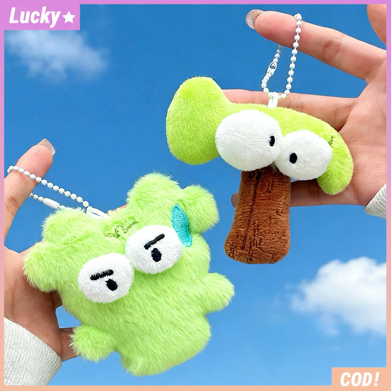 Gantungan Kunci Boneka Mata Besar Gantungan Boneka Berbulu Hijau Keychain Boneka Bulu Lucu