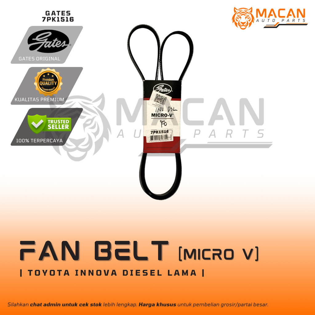 Fan Belt Toyota Innova Diesel lama Micro V Gates 7PK1516 V-Belt | ORI
