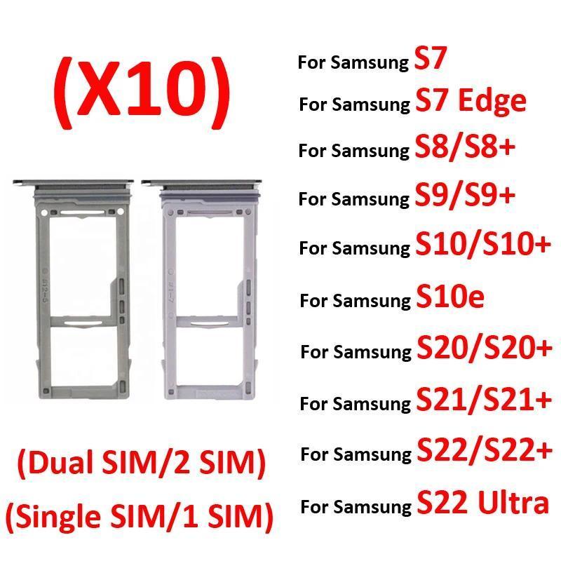 10Pcs For Samsung Galaxy S8 S9 S10 S20 S21 Plus Ultra Phone New SIM Tray Micro SD Card Slot Holder P