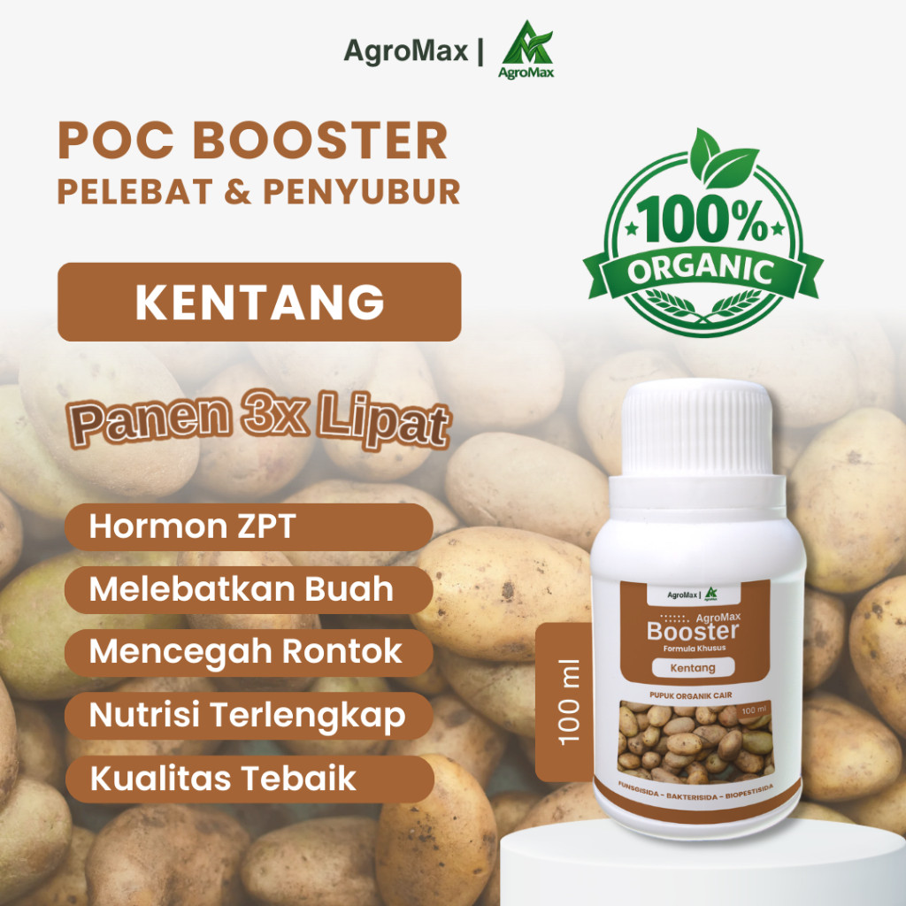 Pupuk Organik Cair Booster Kentang 100ml - POC dan ZPT Perangsang Umbi dan Penguat Akar, Membantu Um