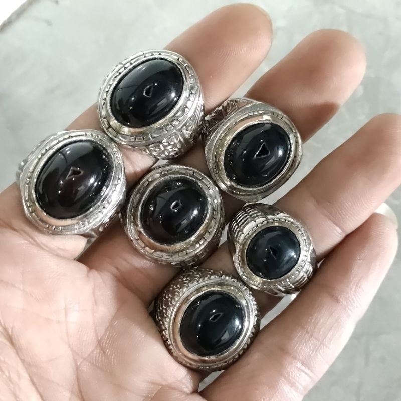 CINCIN BATU COMBONG HITAM RING ALPAKA SUPER