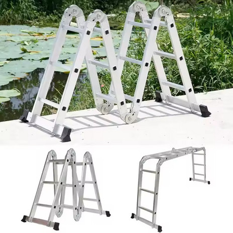 Tangga Lipat Aluminium 3.4 Meter Steger Perancah scafolding Scaffolding Multi Fungsi / Double Alumin