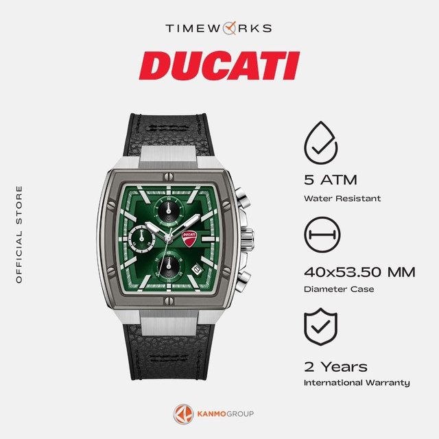 Ducati Cardio Chronograph Black Silicone & Black Leather Strap - Jam Tangan Pria - DTWGC0003401