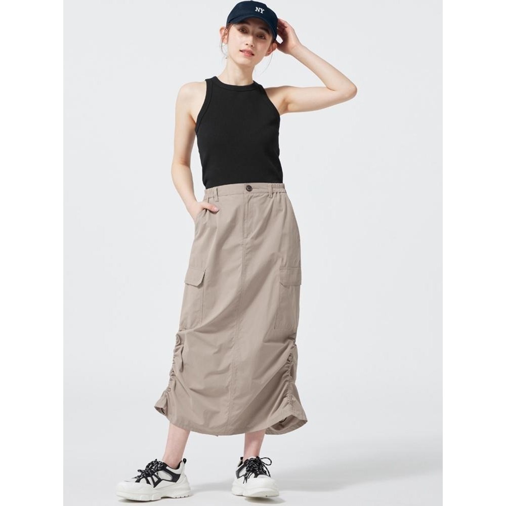 Rok Serut Panjang Wanita GU Cargo long Skirt - 2399