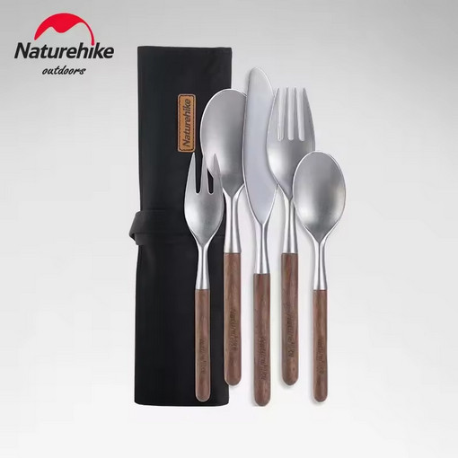 STAINLESS STEEL WOODEN TABLEWARE PERALATAN MAKAN NATUREHIKE NH20CJ014