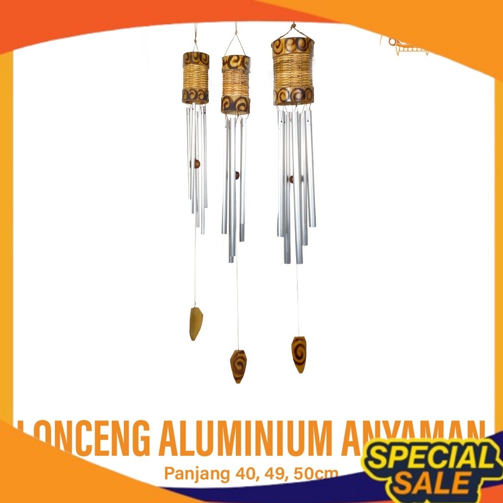 Lonceng Angin Aluminium Motif Anyaman Bambu - Lonceng Besi - Lonceng Angin Aluminium - Genta Angin -