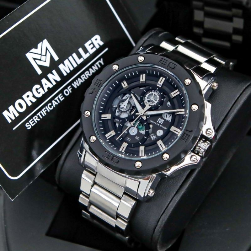 BARU Jam Tangan Pria Morgan Miller-MM08 Original Tanggal Aktif Tali Rantai Stanliess