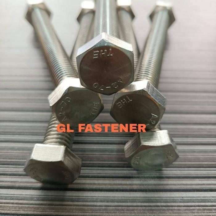 Baut Mur Hex Stainless Steel 304 M20 x 80 anti karat Kunci 30 SUS 304
