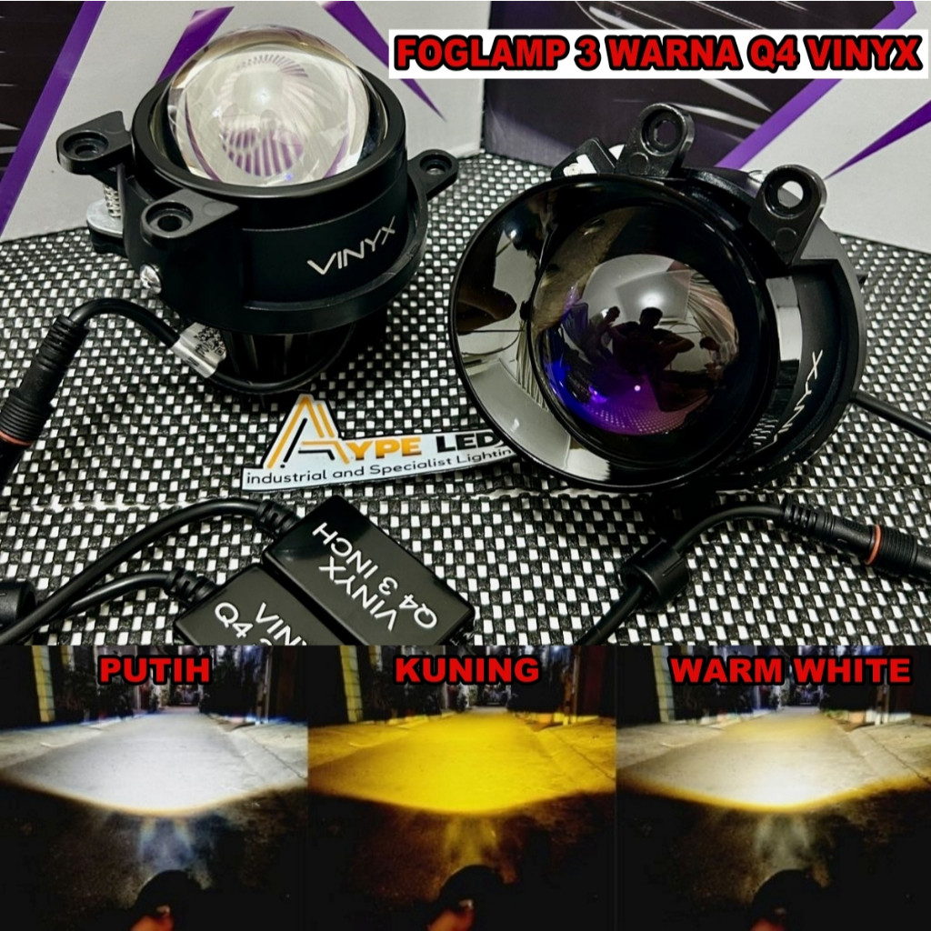 ORIGINAL VINYX BILED FOGLAMP Q4 3 WARNA / ALL WHEATHER 3 INCHI BLUELENS FOGLAMP PROJECTOR HIGH LO PN