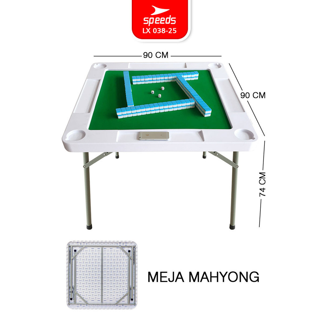SPEEDS Meja Main Mahjong Mahyong 90x90x74cm Meja Permainan Indoor Outdoor Piknik Serbaguna Besar 038