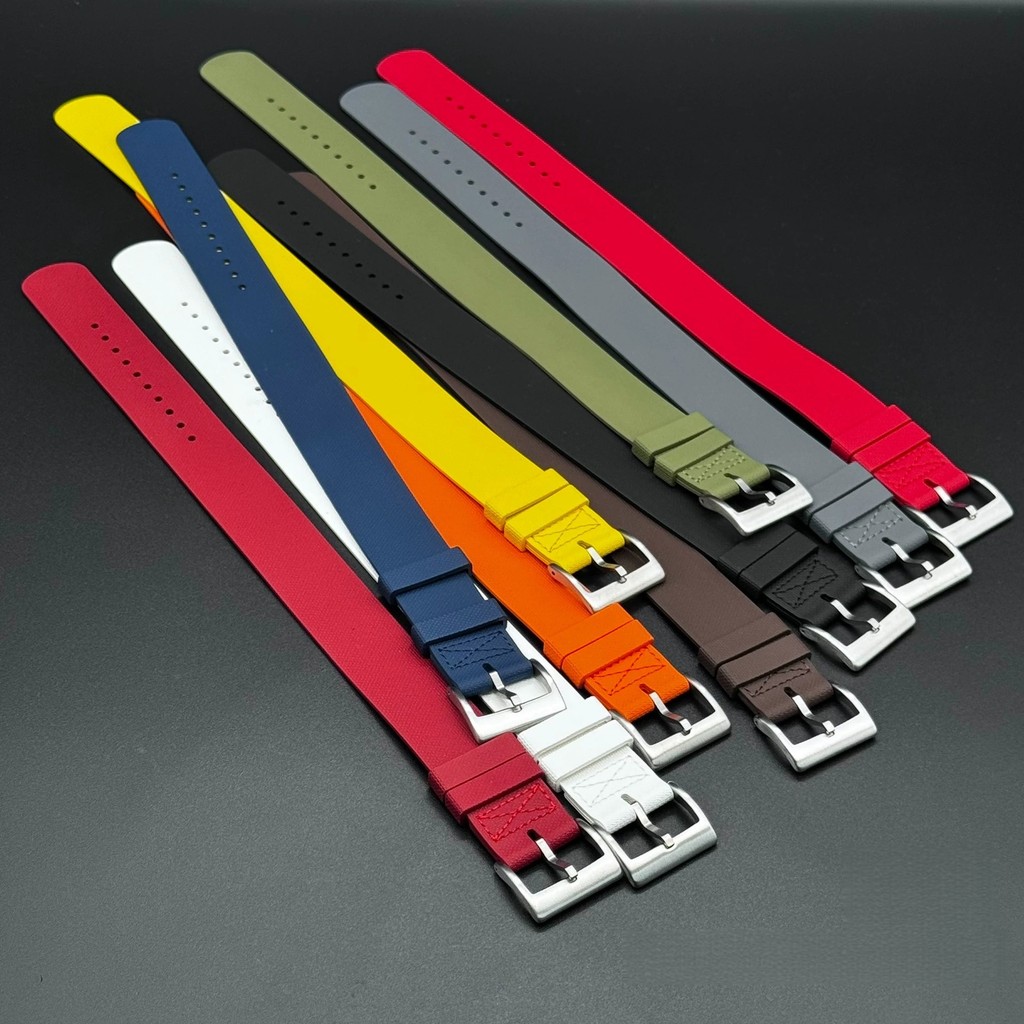 20/21/22mm FKM Nato Rubber Band Weave Pattern Dive Watch Strap For Rolex / Cartier / Omega / Hublot 