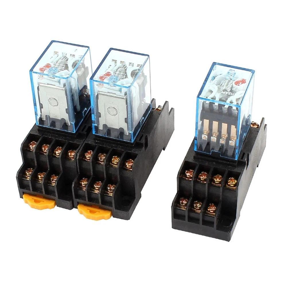 3pcs AC 110/120V Coil 14Pin 4PDT 35mm N Rail Electromagnetic Power Relay 4PDT (Four-Pole Double Thro