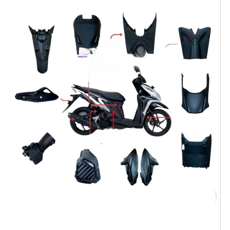 Satuan Full Body Kasar Honda Vario 125 Lama - Cover Body Kasar Vario 125 Old - Bordes Vario - Paruh 