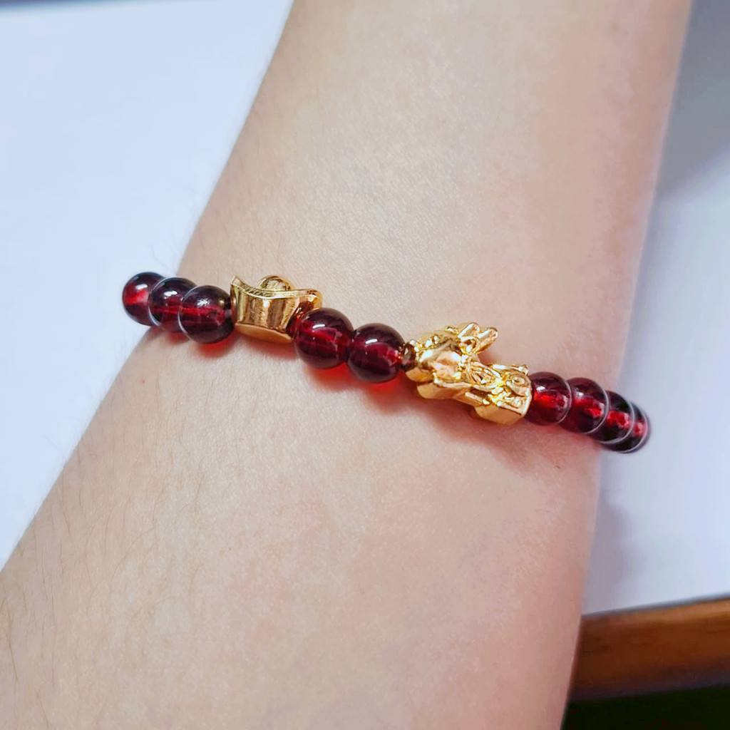 Skinluxe Gelang untuk Wanita, Perhiasan Emas Asli Murni, Manik-manik Pixiu Keberuntungan, Gelang Man