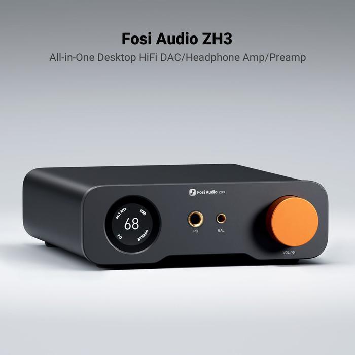 Fosi Audio Balance Amplifier DAC Preamp Dual Channel 12V LCD Display Hitam ZH3 Fosi
