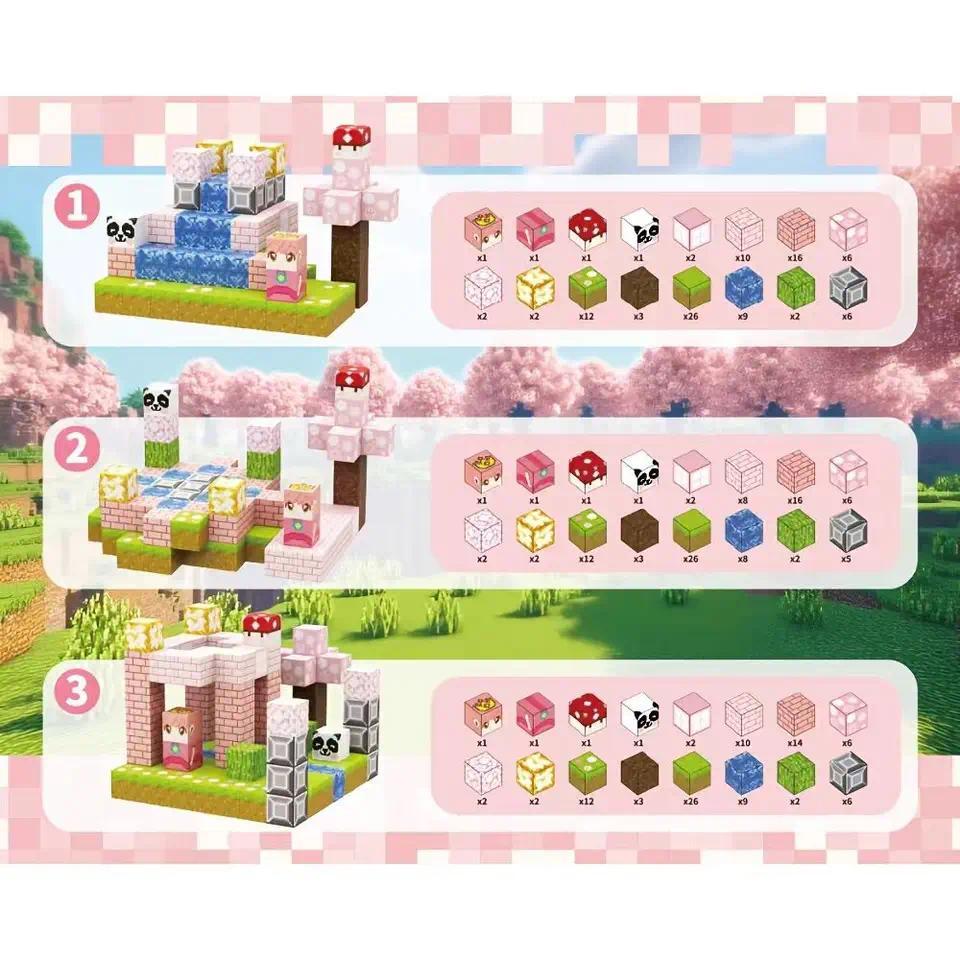 100Pcs Magnetic Building Blocks Set for Kids 3-10 Years Pink House Theme Educational Toy Boys Girls 