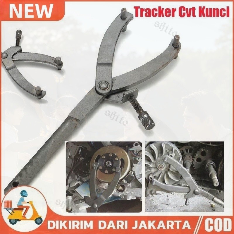 Treker CVT Motor Matic Original, Kunci Tahanan Kopling Ganda, Alat Buka Pulley Depan Belakang, Kuali