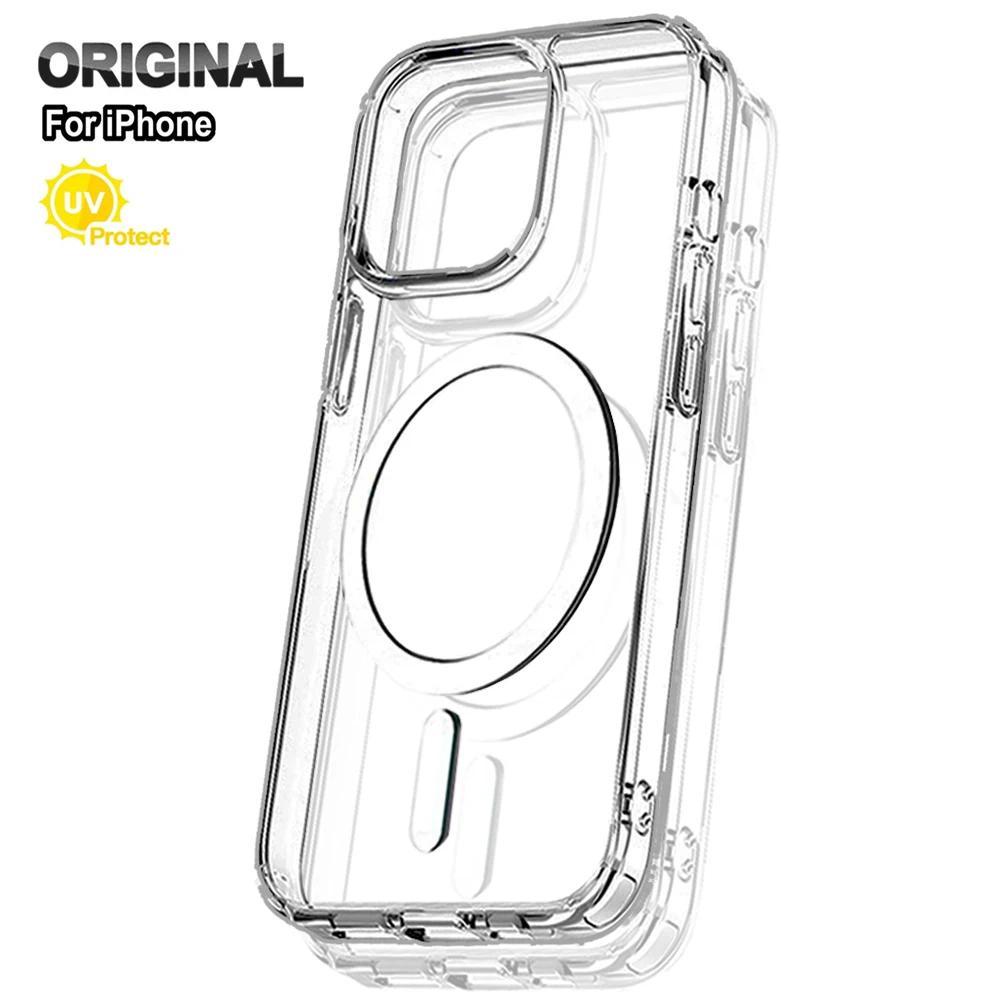 Magnetic Attraction Clear Original Case For Iphone 16 15 14 13 12 Mini 17 Air 11 Pro Max 7 8 Plus Xs