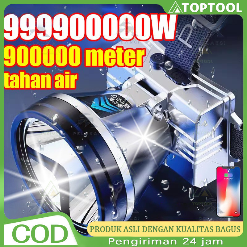 Senter Kepala/Menyinari 100.000 Meter/Senter Kepala 1000 WATT/Anti Air WaterproofZoom Diterangi Sela