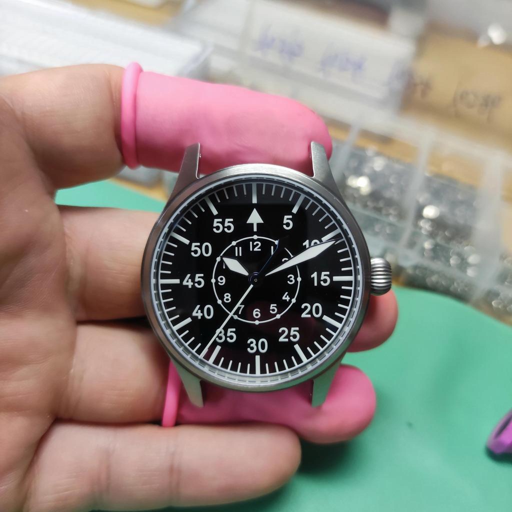 Jam Tangan Escapement Time Automatic Movement Pilot Watch withType-B or Type-A   Black Dial and 40mm