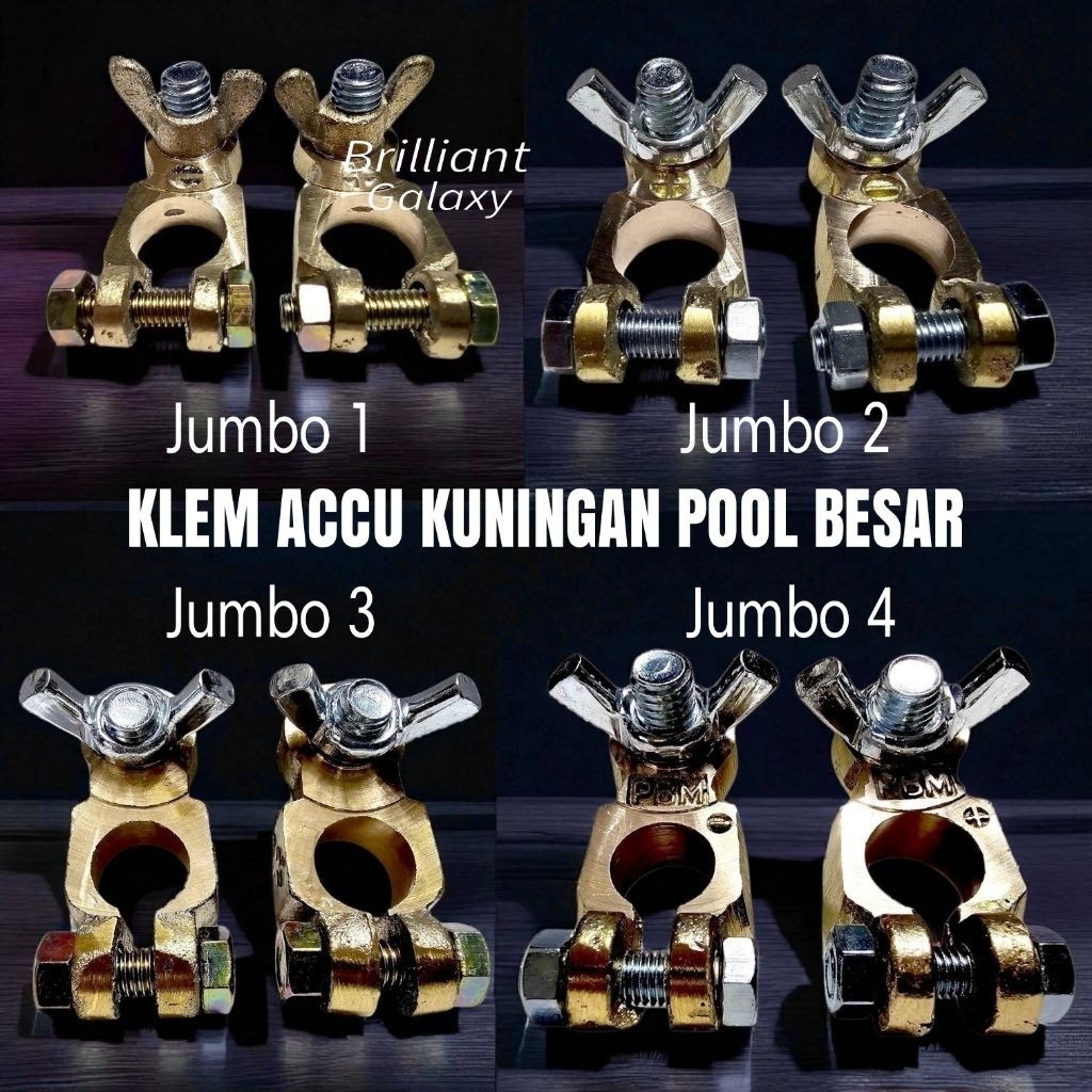 GLX3 * Klem Accu Aki / Kepala Aki Kuningan - Type Pool Besar Body Jumbo - Harga Set Sepasang