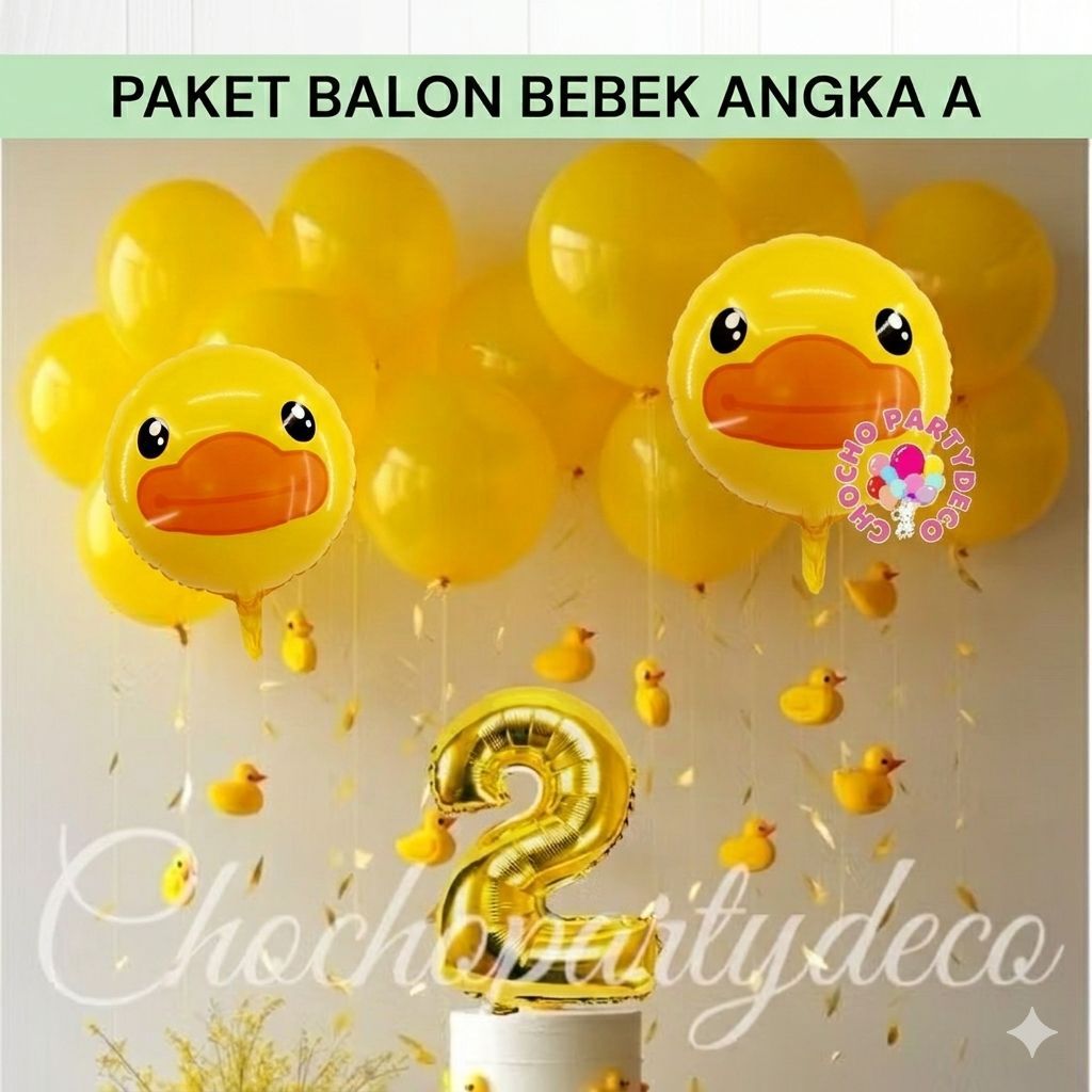 Paket Balon BEBEK ANGKA A / Dekorasi Ulang Tahun BEBEK
