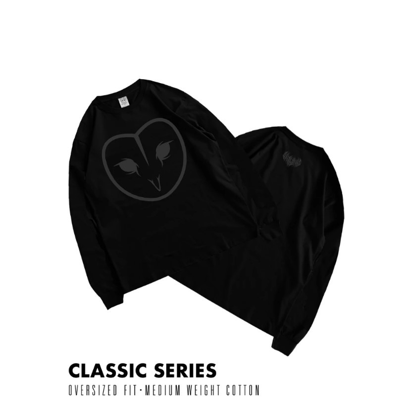 KAOS KATUN COMBED 24s CASUAL SIMPLE PRIA WANITA LENGAN PANJANG HITAM ORIGINAL DREAMBIRDS | DARKNESS