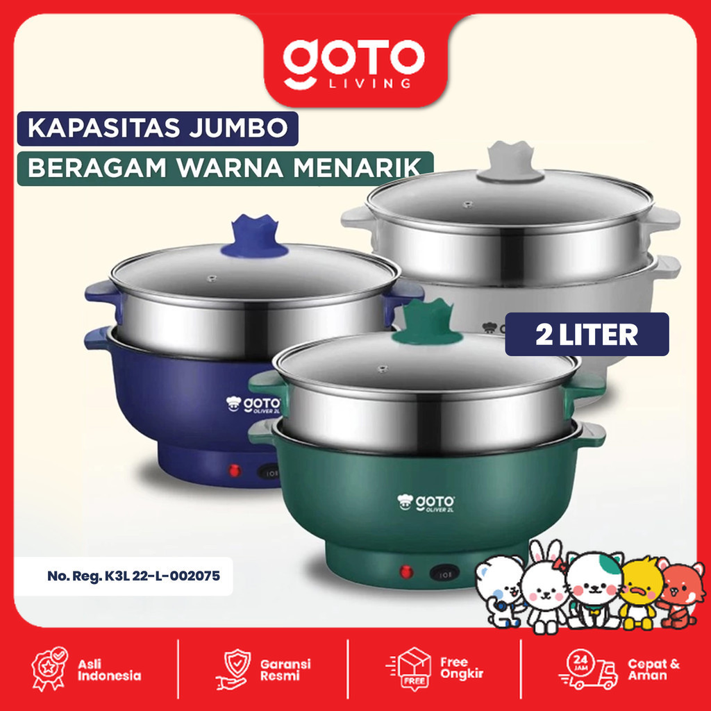 SmartTec|| Goto Oliver Electric Pan 2L Fry Pan Portable Panci Listrik Serbaguna