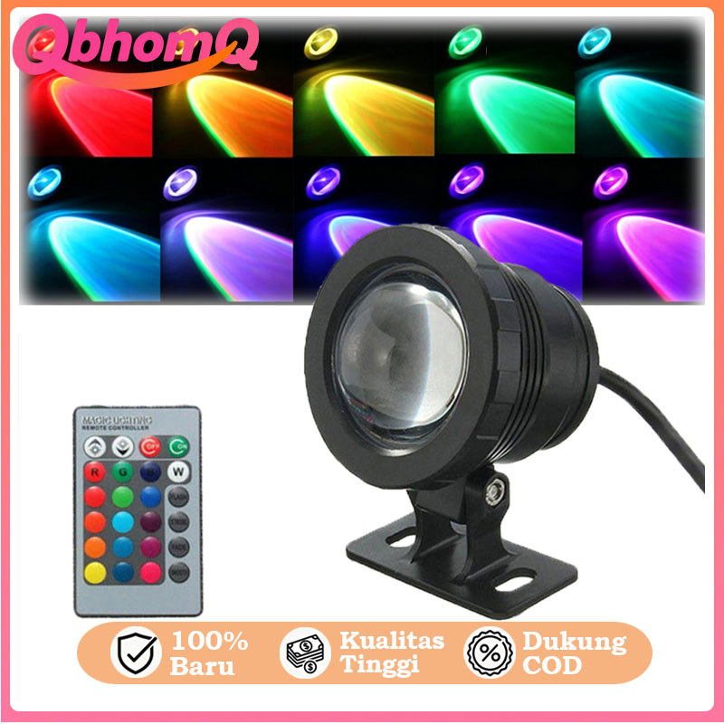QbhomQ Lampu Sorot Kolam Lampu Taman Sorot Led Air Mancur Tembak Warna Warni Dengan Remote Kontrol T