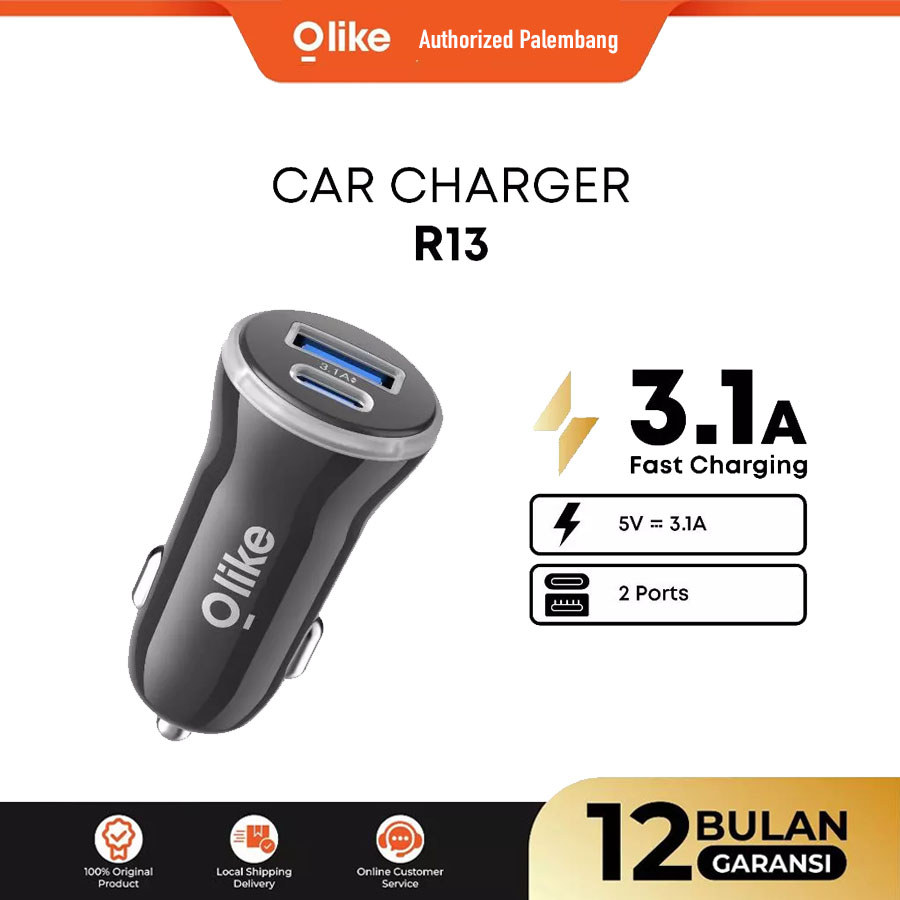 Olike Car Charger R13 Fast Carging 3.1A dual port USB A & Type C Charging Mobil with SmartChip