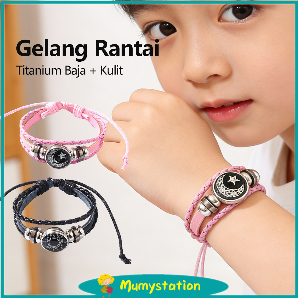 Mumystation Gelang Couple Kekasih Matahari dan Bulan Gelang Matahari dan Bulan Kulit Gelang Couple
