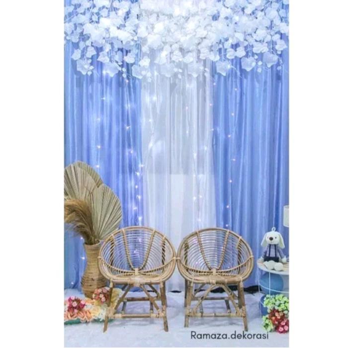 Dekorasi Lamaran Backdrop VARIASI/Dekorasi Lamaran/Akad Nikah Daun Putih - Tanpa Inisial