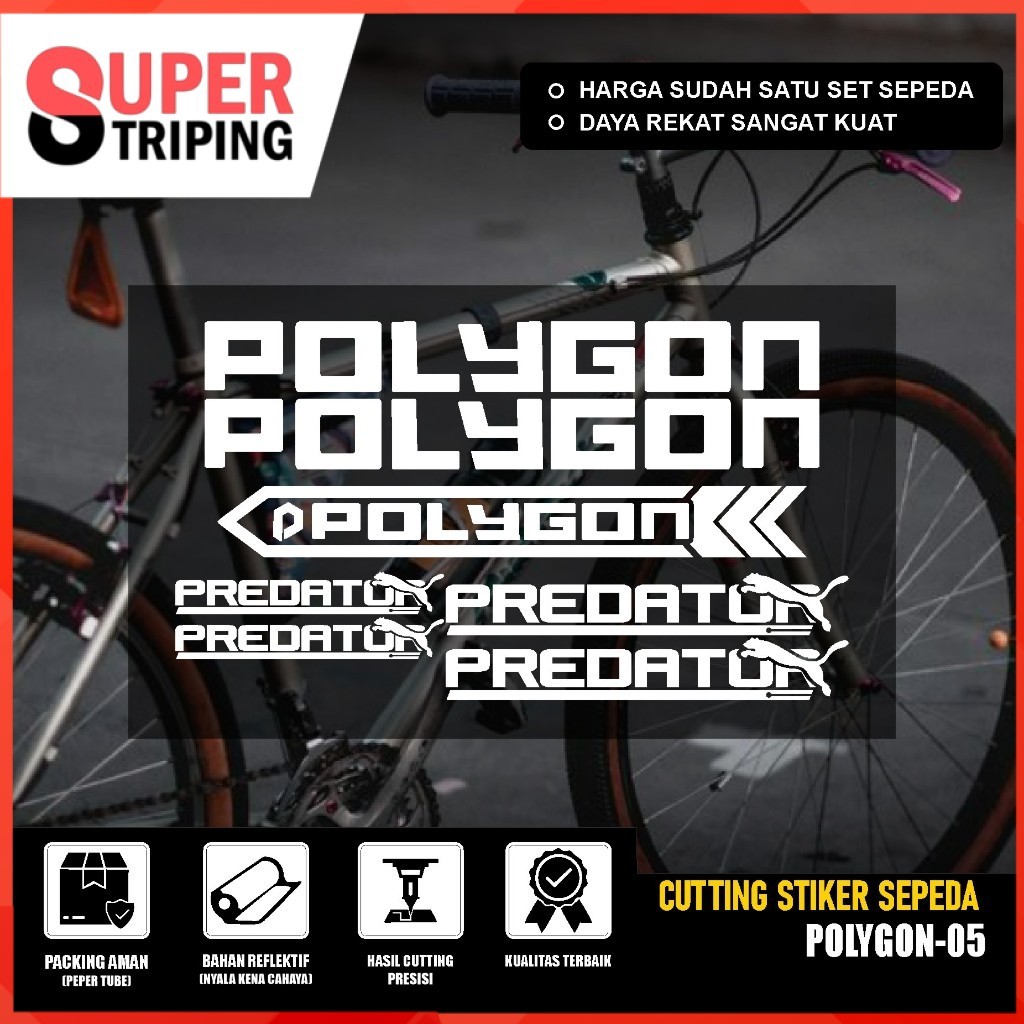 Stiker Sepeda POLYGON Predator | Cutting Sticker MTB Bike | Decal Aksesoris Sepeda Set 05
