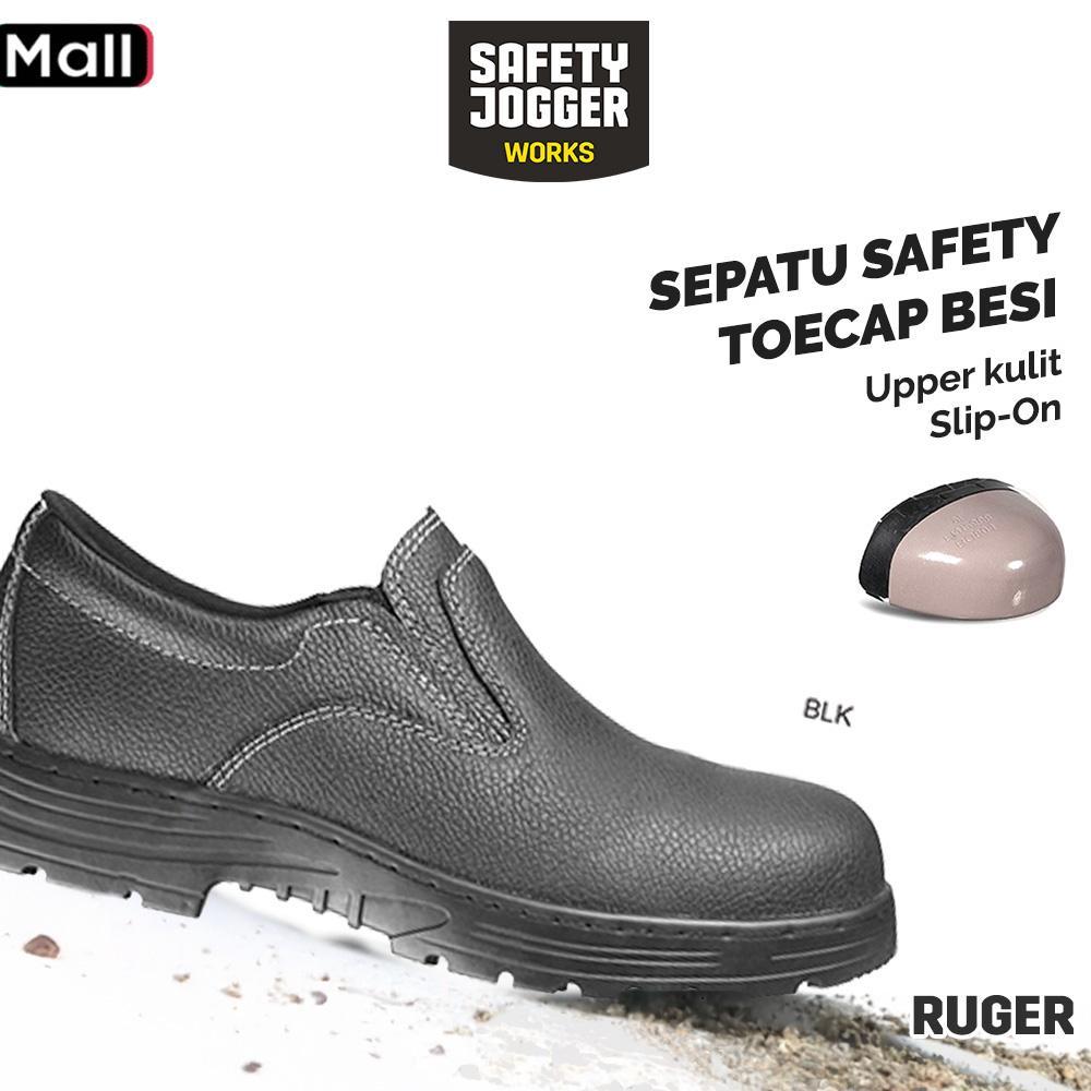 Sepatu Safety Jogger Ruger  S3 Original Kulit Besi Pelindung Jari Kaki Anti-Selip SRC Tahan Minyak &
