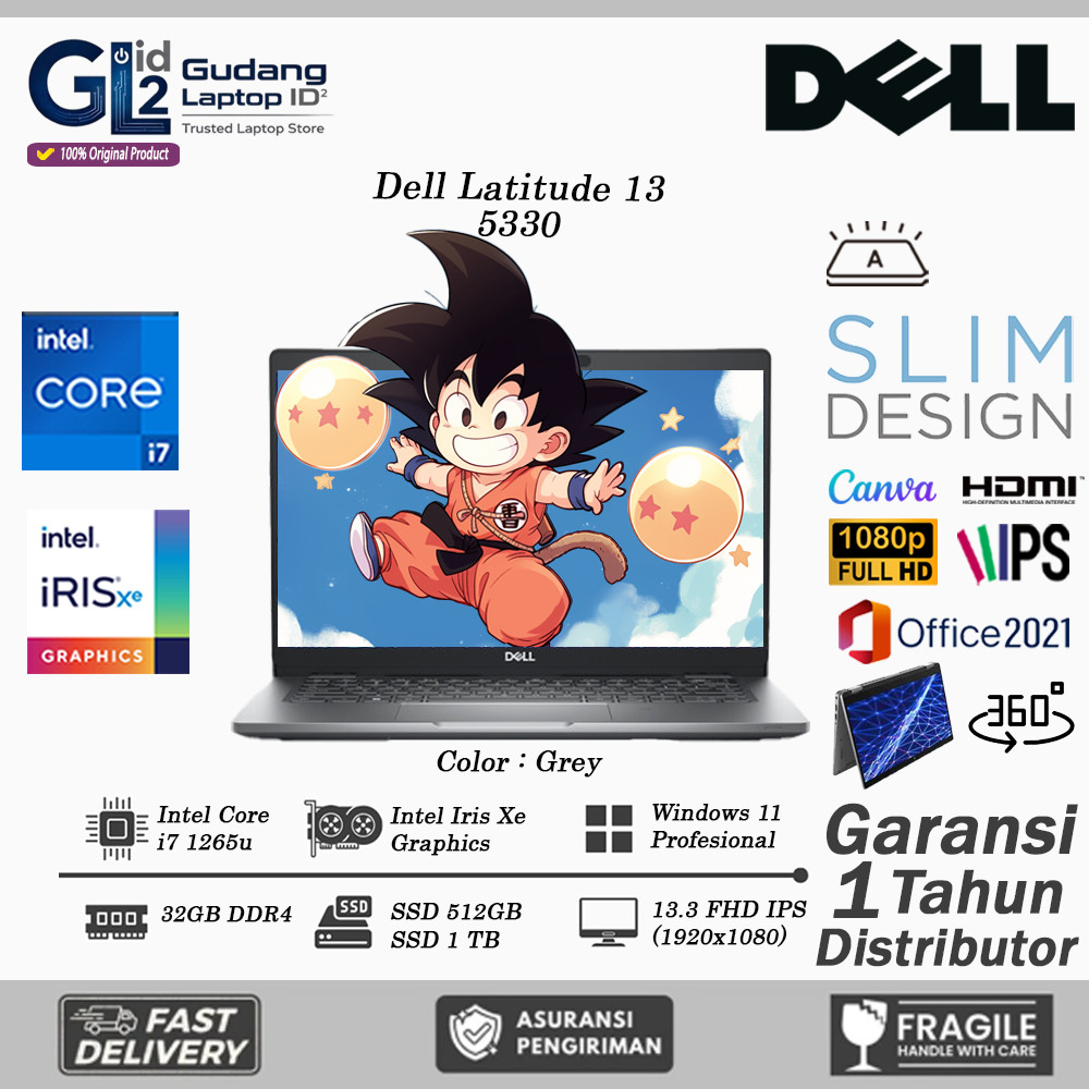 Laptop 2in1 Dell Latitude 13 5330 Intel i7 1265U 32GB 1TB SSD 13.3 Inch FHD IPS Touchscreen Win11